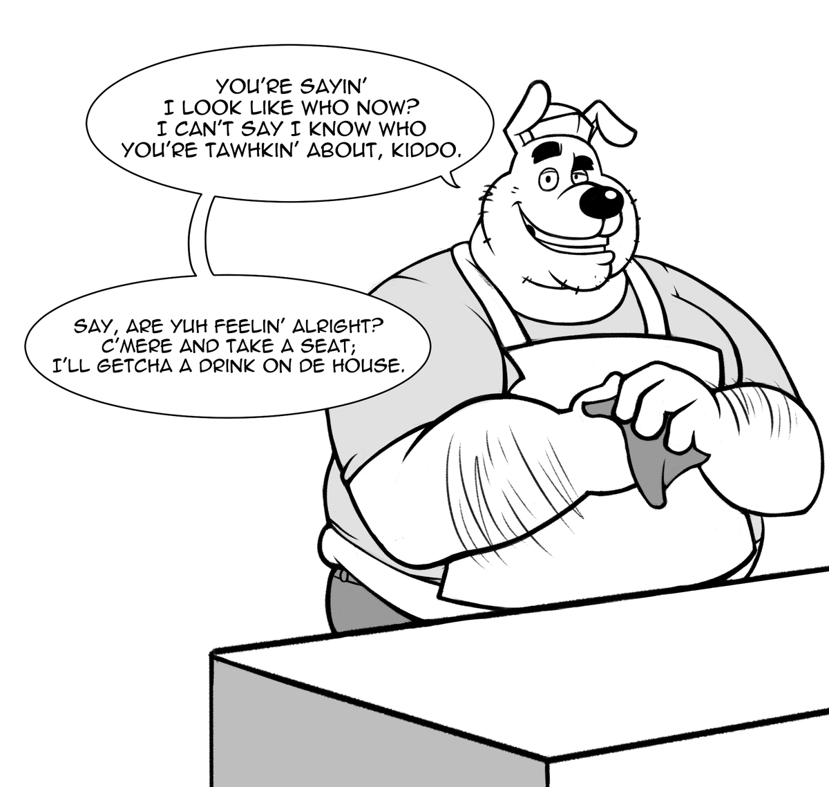 He looks kinda familiar.... A follow-up to the last drawing. Featuring @SuperDoughMutt... well, I think it's him anyways....?