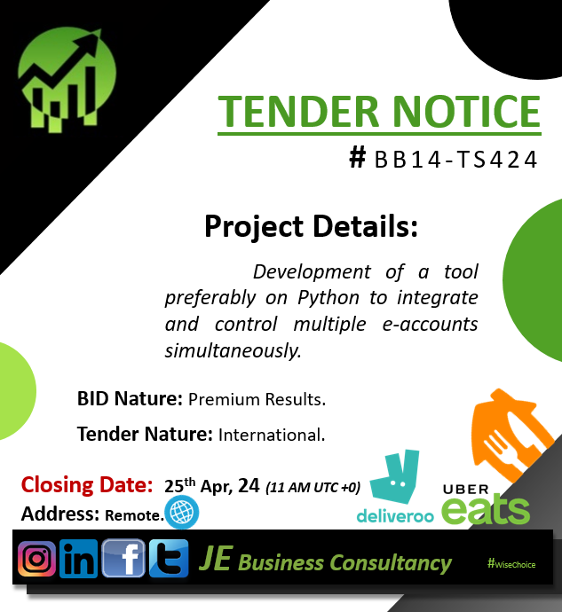 Tender Open 🔎 Tender Programming 🖥 Tender Bidding 🔨 Open Tender Closing Soon ⌛ Tender Opportunity 🌐   Bid Quick for Open Tender 🥋 Tender Notice 2024 🗓 Bidding Link lnkd.in/eviWqscc Follow for exclusive opportunities 🌻 #python #coding #software #opportunity