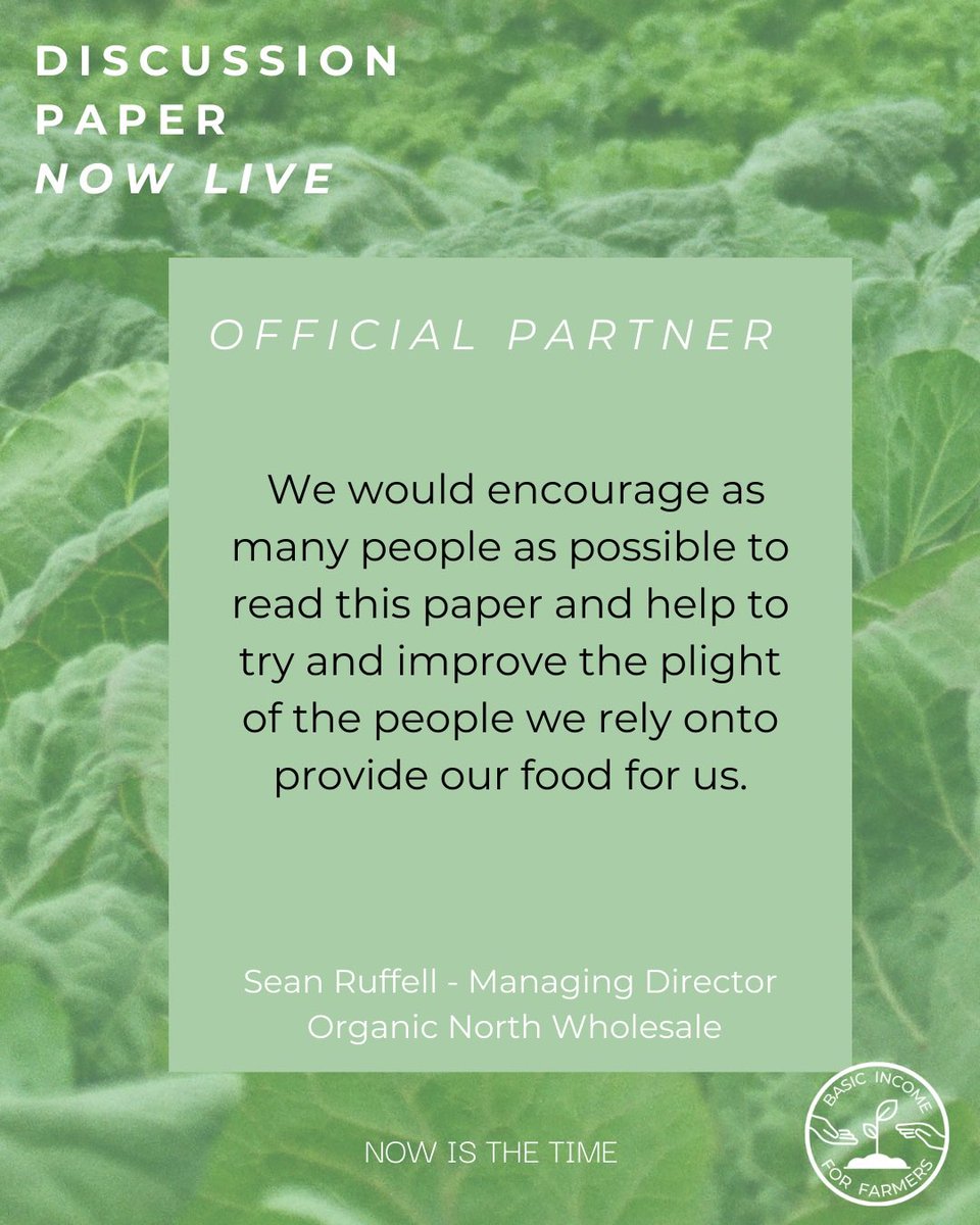 Amazing to have the incredible @OrganicNorth as official supporters of our discussion paper ✨