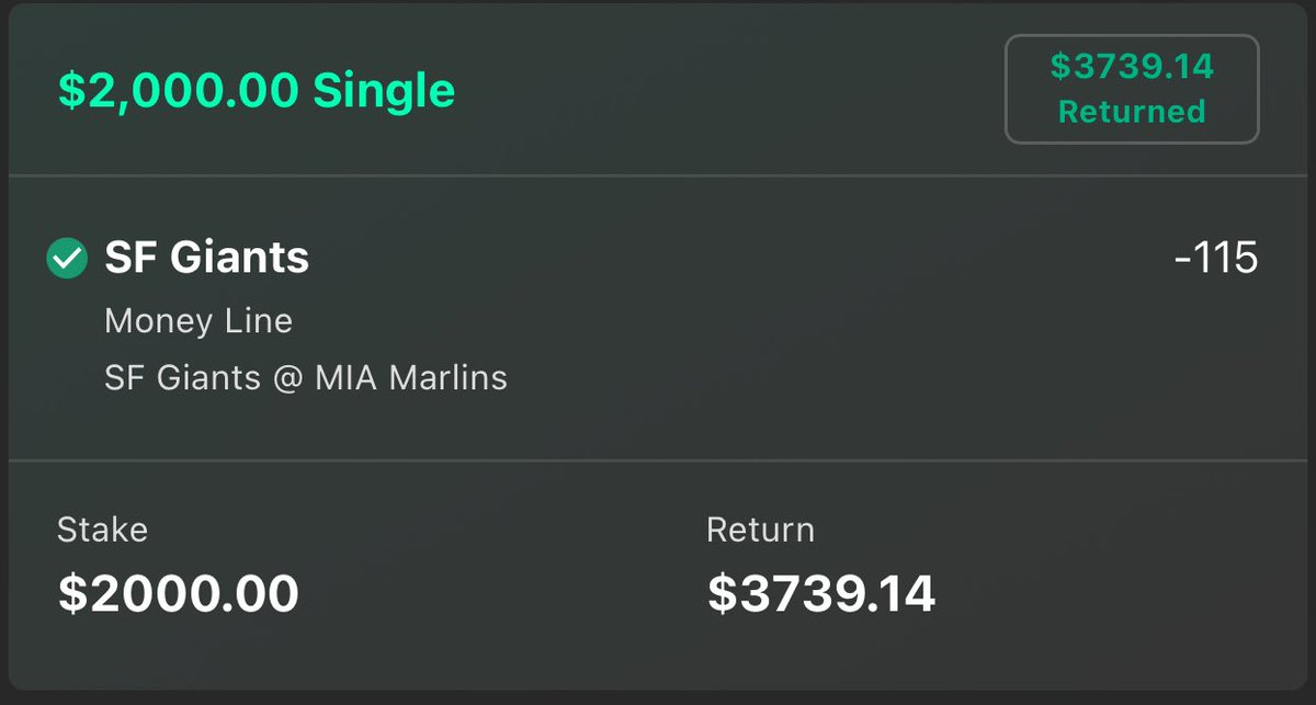 DanyMcLain's tweet photo. Today’s First Play is a Winner!💰

SF Giants ML✅

Let me know if you Cashed with me!⬇️🍀 https://t.co/CSHnj1XjrW