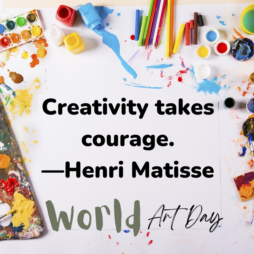 practicingmusic's tweet photo. "Creativity takes courage." -Henri Matisse

Today is World Art Day, a celebration to promote the development, diffusion and enjoyment of art!  

#worldartday #april15 #henrimatisse #art #musicislife #practicemusic https://t.co/VaA81gfYXz
