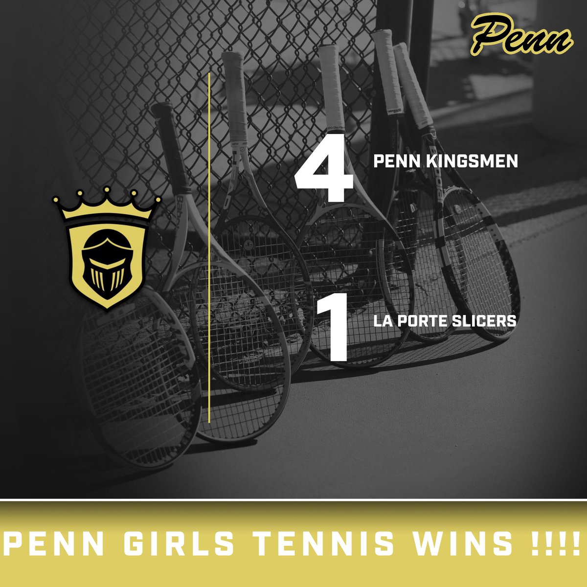 The_Pennant's tweet photo. GIRLS TENNIS: Penn 4, LaPorte 1.

SINGLES: 1. Aileen Hu 6-0, 6-1; 2. Anna Yoon 7-6 (4), 6-2.

DOUBLES: 1. Kia Schmitt/Scarlett Biever 6-3, 6-4; 2. Angelina Smith/Maren Woelfer 6-3, 7-5. https://t.co/lRMtpvNTVz