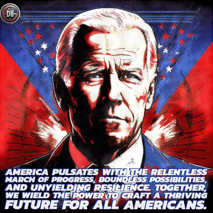 Joe Biden is a great President for Americans and our future. Donald Trump doesn't give a damn about anyone else's future but his own. Robert Kennedy, Jr. has no future in politics. He just wants Trump to win. Agree? Use the Joe Biden graphic with a post. #DemsUnited