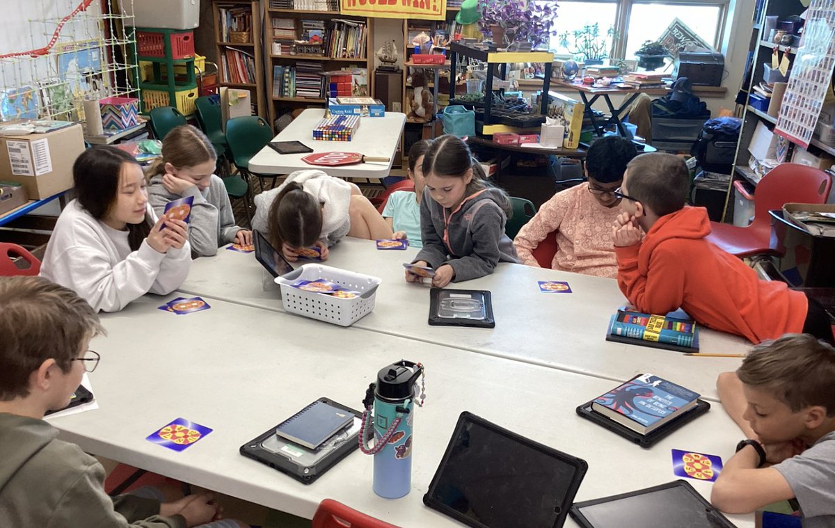 MrWeimann's tweet photo. New #Math24 game for fun and team building:
1st person to find a solution for a card taps it and says only the final step.
The rest of the players have to figure out how to get to that step. 1st one to see it, taps and walks everyone through all steps.
#math #MathGames https://t.co/3ZqSsZWaGh