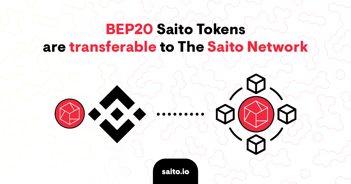 Saito Migration Tool Upgrade 🏗️ BEP20 transfers are now supported - Saito tokens on the BSC network can now be moved onto mainnet! Migration is not required, your Saito tokens are safe where they are! For more information: saito.tech/binance-smart-…