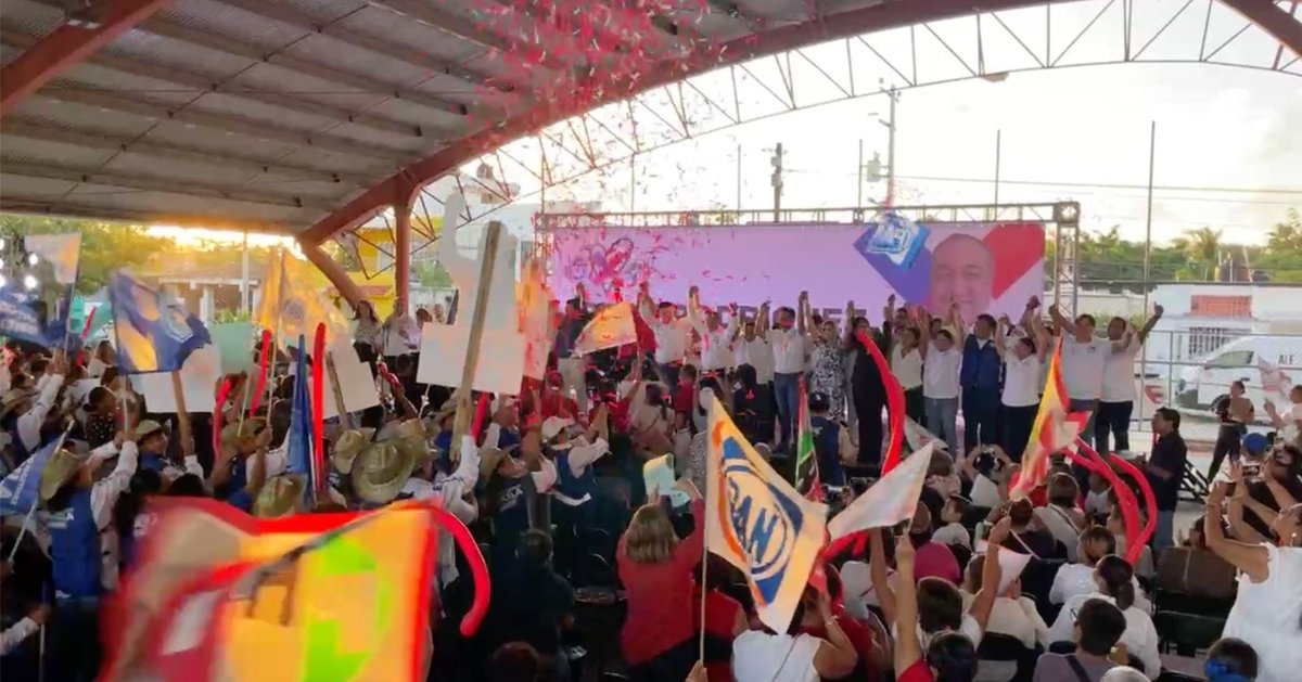 edumarci's tweet photo. Acompañamos al candidato a Presidente Mpal de Benito Juárez por la Coalición #FuerzaYCorazónXQRoo, @jorgeRMCancun, en su arranque de campaña, coincidimos en un mismo objetivo, vamos a recuperar el paraíso perdido para los cancunenses #LaLuchaYaEmpezó #CancunMereceCalidadDeVida https://t.co/RP43RBrEhR