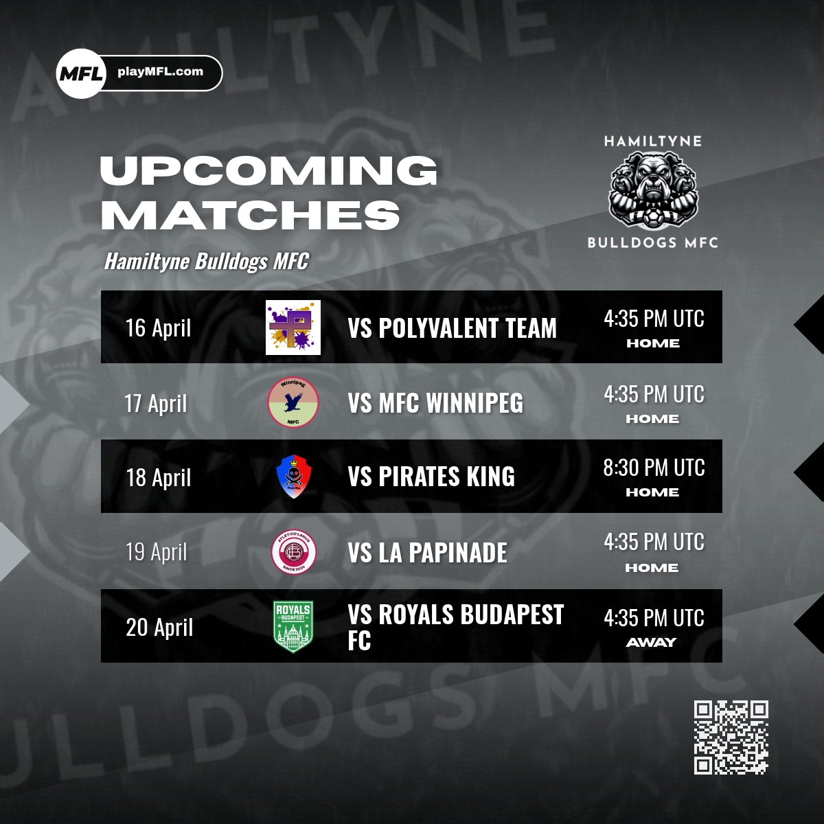 HamiltyneMFC's tweet photo. 🎉🏟️📢Make sure to tune in this week, and cheer on your @HamiltyneMFC! 📢🏟️🎉

📺Watch Us Here: 📺https://t.co/va0X7bHOgk

⚽️Join MFL Here:⚽️
https://t.co/7ryc7ZD74G

#DigitalDawgPound #MFL #ByteByBite https://t.co/GFxeikS7eC