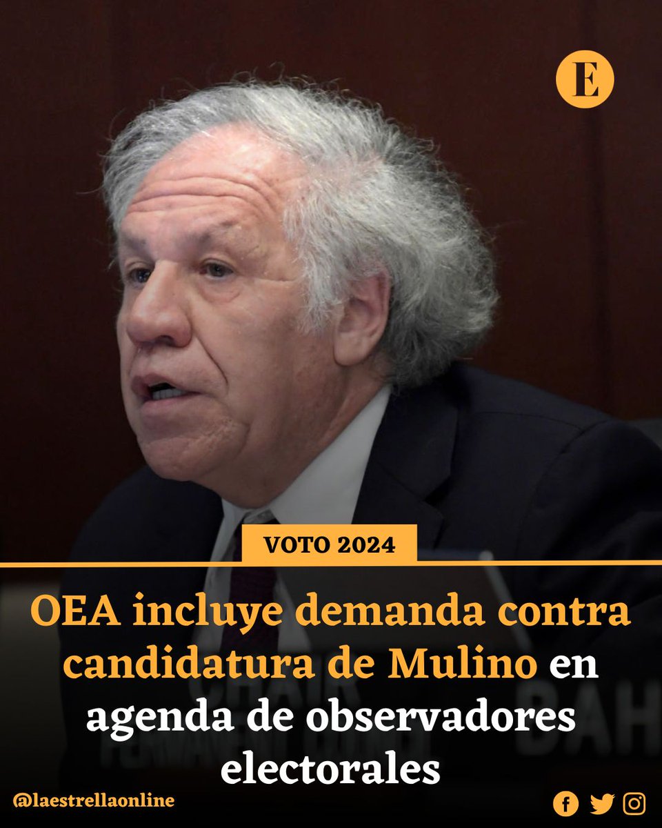 La @OEA_oficial informó este lunes 15 de abril que la situación relacionada a la demanda de inconstitucionalidad presentada contra la candidatura presidencial de @JoseRaulMulino fue trasmitida a la jefatura de su misión de observación electoral. laestrella.com.pa