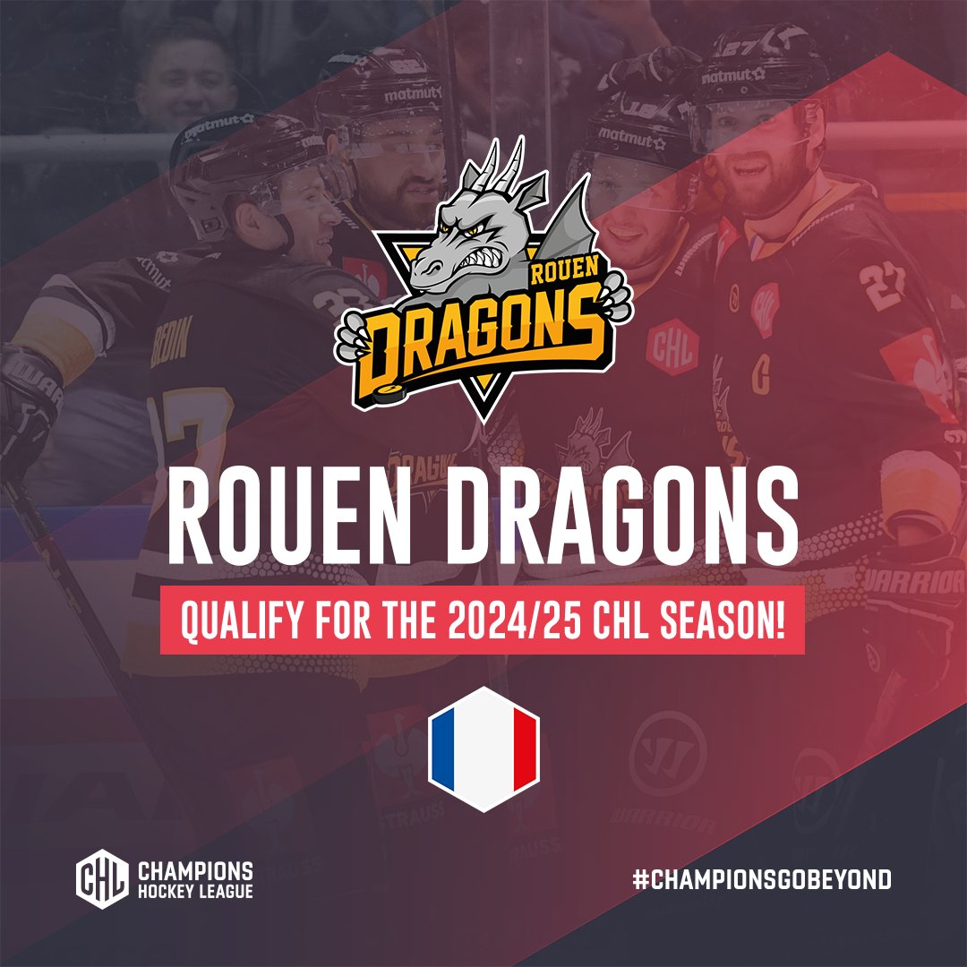 ✅ @DragonsdeRouen qualify for 2024/25! 🐉 The new 🇫🇷 champions win their second title in a row and are back for another season in Europe's biggest club ice hockey competition! 🏆 Great to have you with us again! 💥 #ChampionsGoBeyond