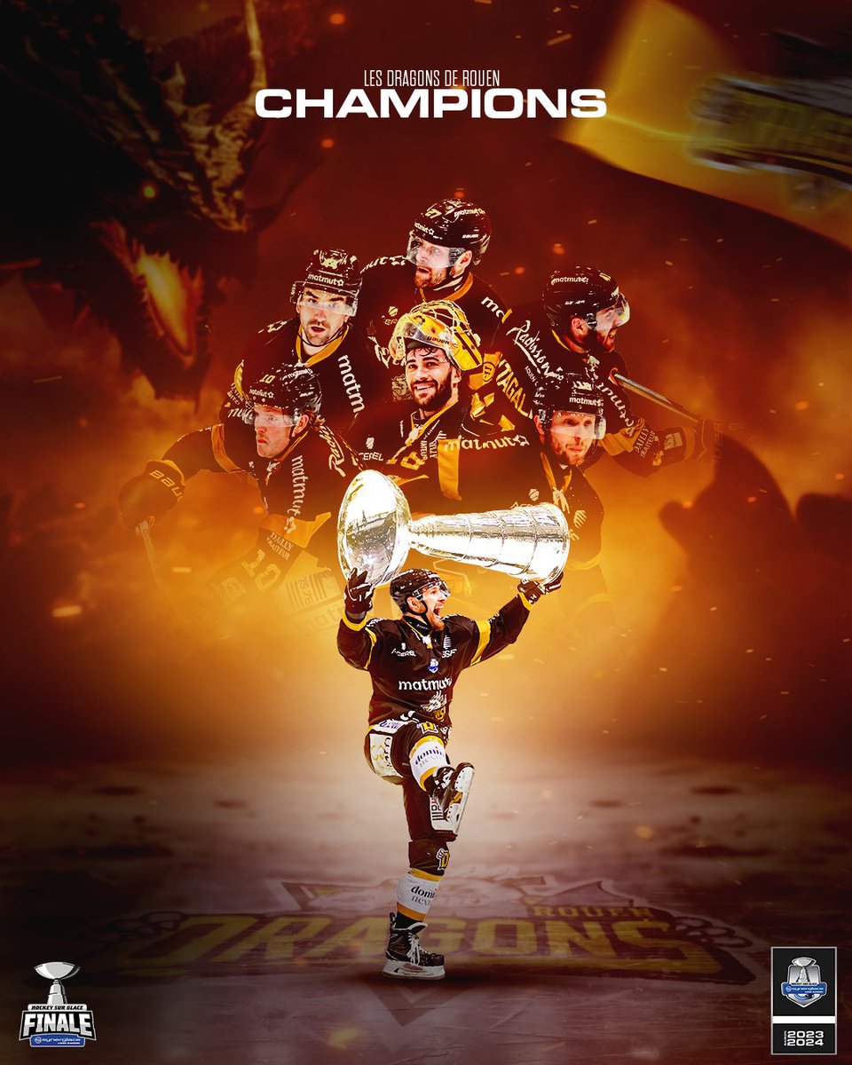 LigueMagnus's tweet photo. LES @DragonsdeRouen REMPORTENT LA SYNERGLACE LIGUE MAGNUS 🐲

#SLMHockey https://t.co/2tm1qL8buz
