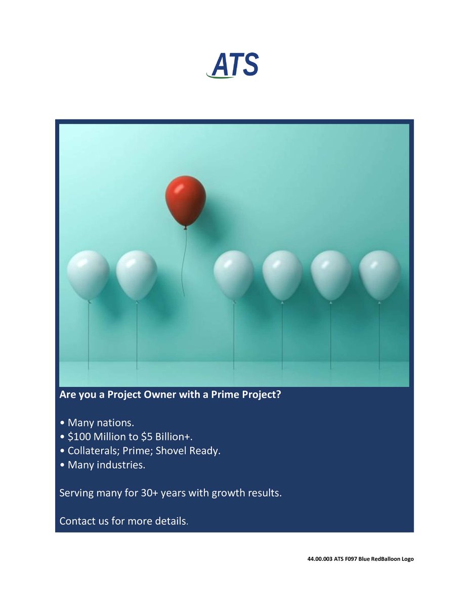 🎯We are looking for Project Owners with Prime Projects …. 💡
$100 Million to $5 Billion+. Most nations.
 Contact GX@ATS-BUSINESS.COM
☑ ATS-Business.com
 
 #innovation #investment #projectmanagement