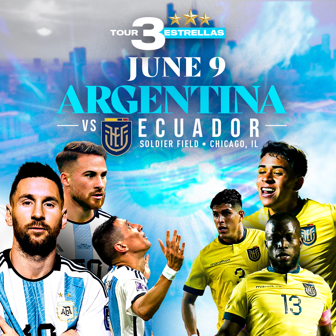 Argentina takes on Ecuador at Soldier Field on June 9. Get your tickets now! 🎫 bit.ly/ArgentinavEcua…