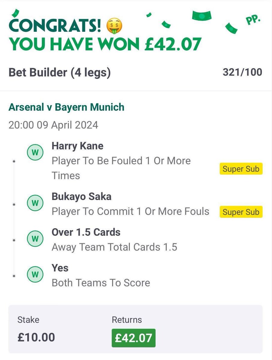 🔥 Absolutely flying with my Bet Builders That’s four winners in the past few days: ✅ Winner @ 4.00 ✅ Winner @ 4.05 ✅ Winner @ 3.90 ✅ Winner @ 4.20 I’ll be sharing more for the Champions League games tomorrow and Wednesday. 🔔 Put my notifications on to join in.