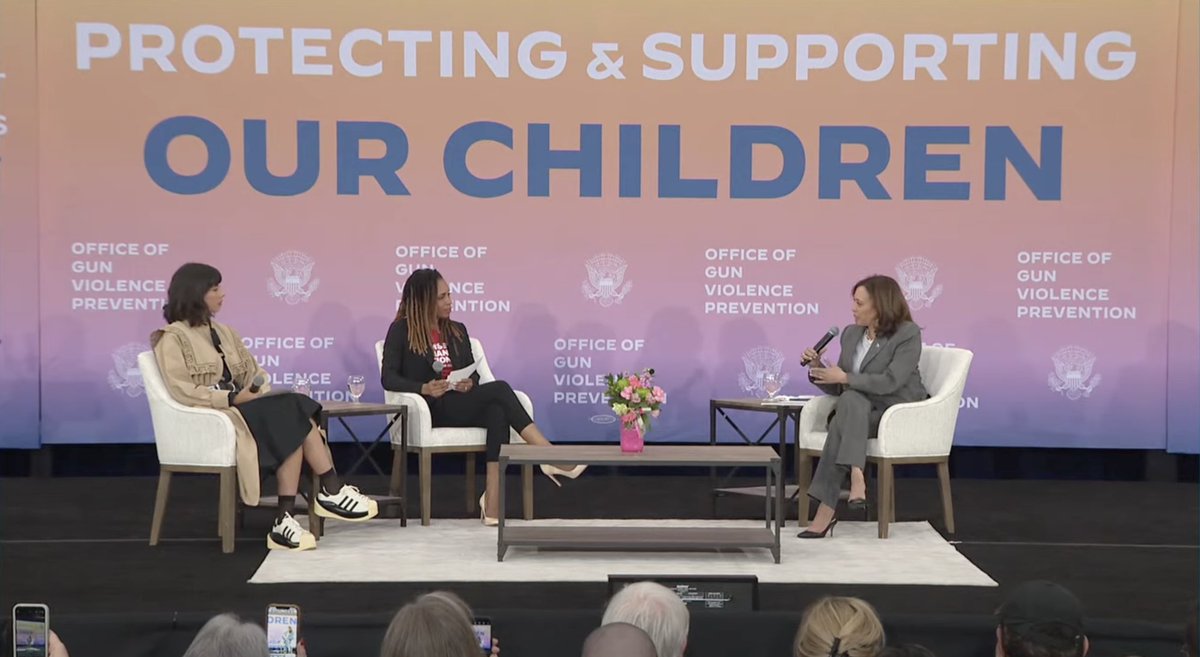 “For years, [Moms Demand Action and @StudentsDemand volunteers] just show up and remind people of the real impact of gun violence in America—on parents, on students, on children, so I thank you for your leadership.” - @VP Kamala Harris to our executive director Angela