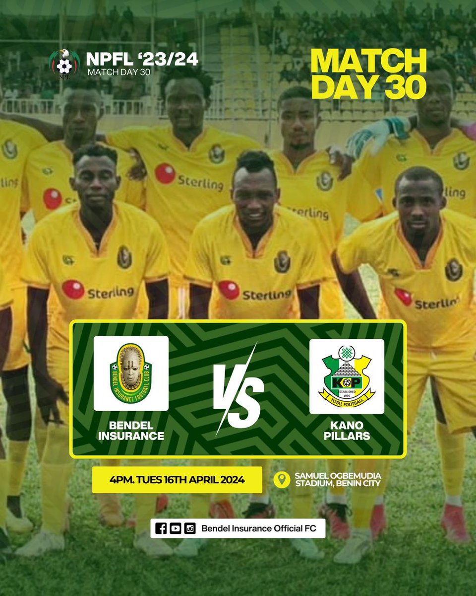 Tomorrow (Tuesday, April 16) is Match Day. It promises to be very busy and entertaining in Benin as the Benin Arsenals vow to break the PILLARS for Coach Monday Odigie in continuation of his birthday celebration #NPFL24