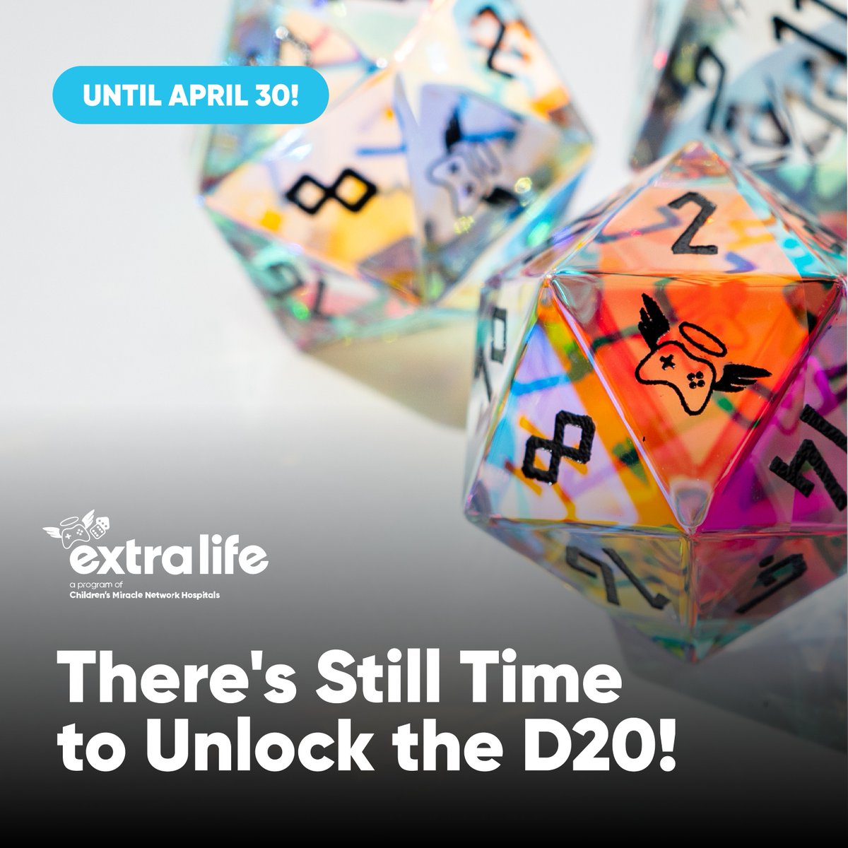 Tabletop Weekend 2024 may have wrapped up, but the fundraising doesn't stop! 🌟 You still have the rest of April to unlock the exclusive glass d20 (collab with @norsefoundry)! 🎲 Sign up now & start your fundraising journey: cmnh.co/0oH #ExtraLife