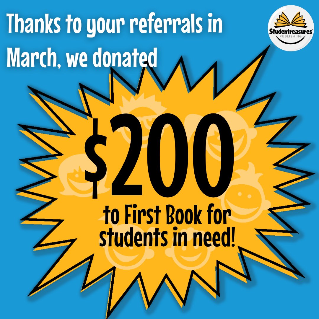 We wanted to give a big thank you for referring other teachers during March Member Madness. We matched the gift cards you received for your referrals with donations to @FirstBook!🎉 Want to get involved in the fun? Join our Classbook Referral Program: ow.ly/eFvy50RfqYO