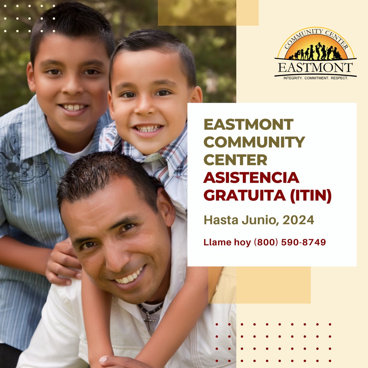 Eastmont Community Center ofrece asistencia GRATUITA para su solicitud de ITIN y la preparación de impuestos. LLame al 800-590-8749 para más información. ow.ly/UQKa50PT3lZ