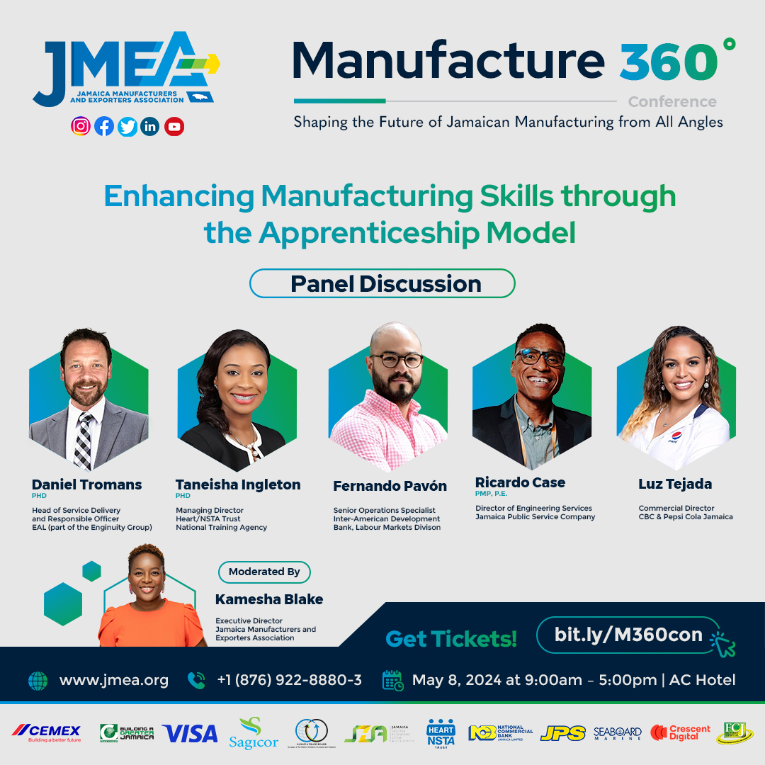 theJMEA_'s tweet photo. Gear up to learn more about the Apprenticeship Model at the Manufacture 360° Conference!
Gain valuable insights from industry leaders and experts as we explore innovative approaches to skill development and workforce empowerment.
#JMEAatWork
#Skills #Apprenticeship #Labour https://t.co/sQP63z5nFw