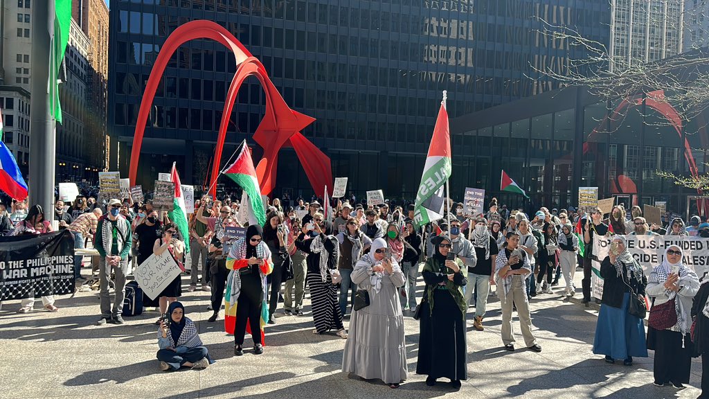 We’re out here at federal plaza to condemn the #GazaGenocide, led by Israel and funded by American tax dollars. We demand the U.S. stop providing aid to Israel and the liberation of Palestine from the river to the sea! #FreePalestine