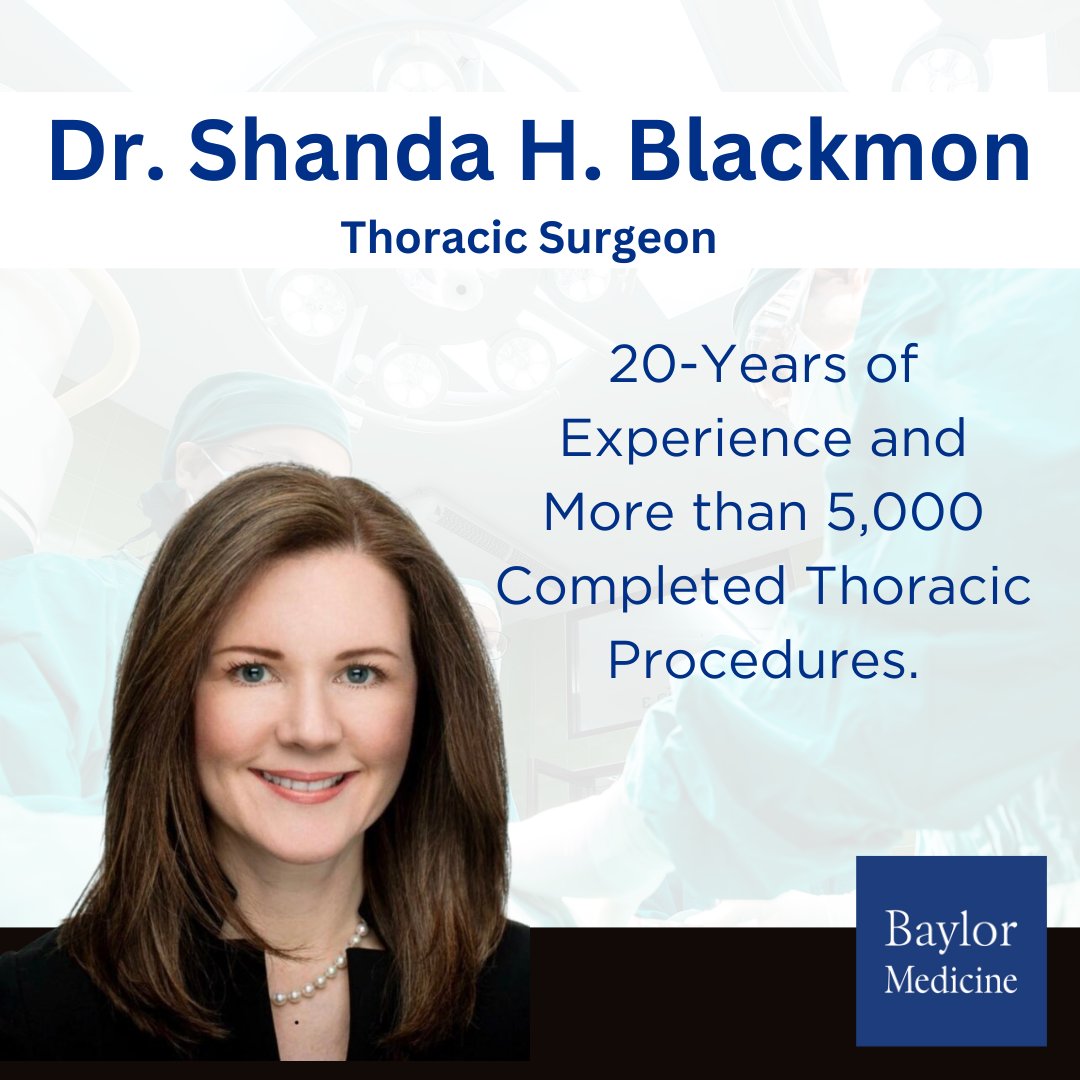 Welcome Dr. Shanda H. Blackmon to the Department of Surgery. Dr. Blackmon is a leading expert in minimally invasive thoracic surgery with more than 20-years of experience. We are very lucky she has joined the team here in Houston! @ShandaBlackmon 
#Thoracicsurgery
#DeBakeySurgeon