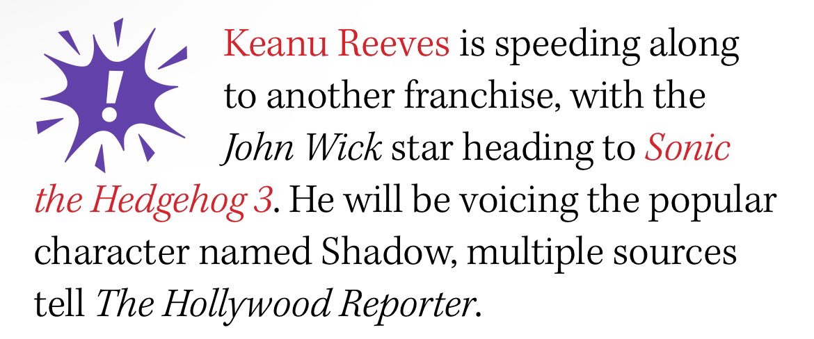 eatsyourburger's tweet photo. keanu reeves has not been cast as shadow the hedgehog officially. it is a rumor initially spread (quote by thr as “reported) by john campea. none of this is real as of it and its misleading to phrase it as such https://t.co/rNAVl7vihw