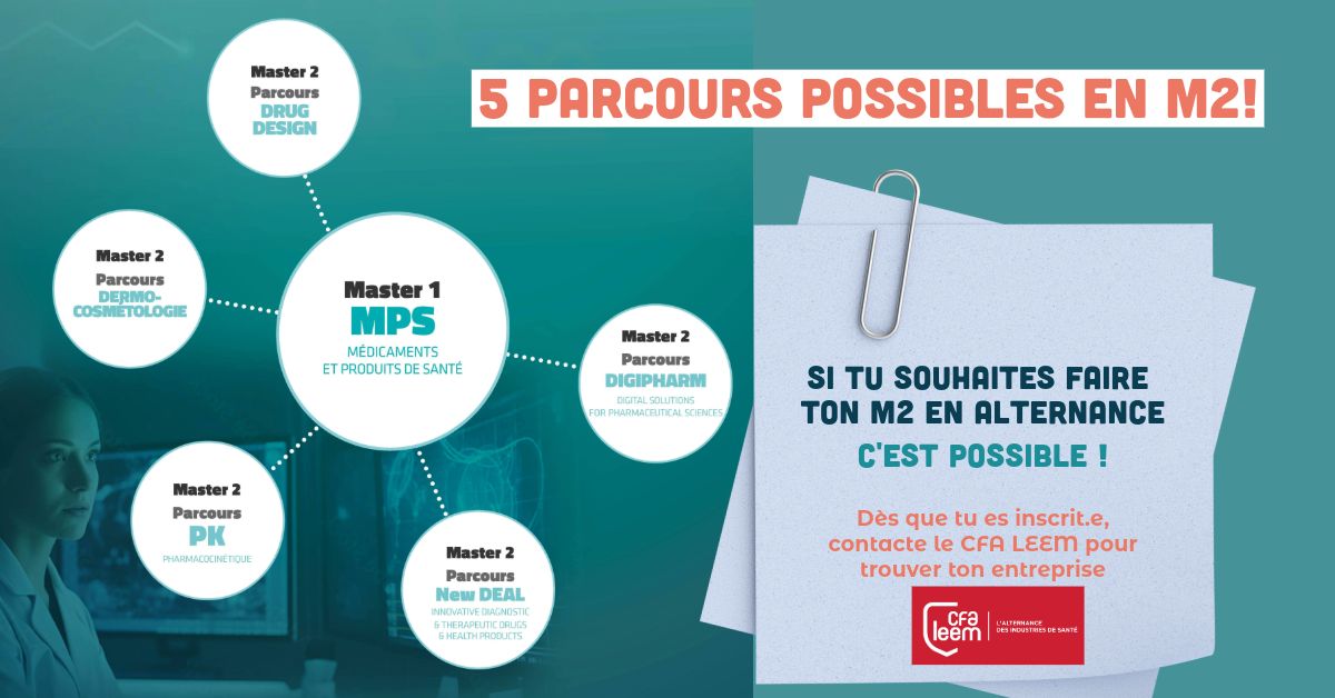 🚀 Les inscriptions pour les M2 Médicaments et Produits de Santé sont ouvertes ! 🚀 
5 parcours sont possibles :
👉 New Deal
👉 Digipharm
👉 Drug Design
👉 Pharmacocinétique
👉 Dermo-cosmétologie

<a href="/doyenspharma/">Conf Doyens Pharmacie</a> <a href="/Pharma_ANEPF/">ANEPF Pharmacie</a> <a href="/JPM_Pharma/">Junior Phocéenne du Médicament</a> <a href="/Ordre_Pharma/">Ordre national des pharmaciens</a> @univamu <a href="/LeemFrance/">Leem</a>