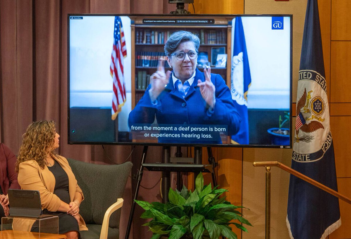 Thrilled to welcome the launch of #DeafDiplomacy @StateDept, an initiative ensuring that Deaf and hard of hearing colleagues & allies are brought to the table for meaningful inclusion in 🇺🇸 diplomacy.  Access & inclusion are cornerstones of democracy at home and around the 🌎.