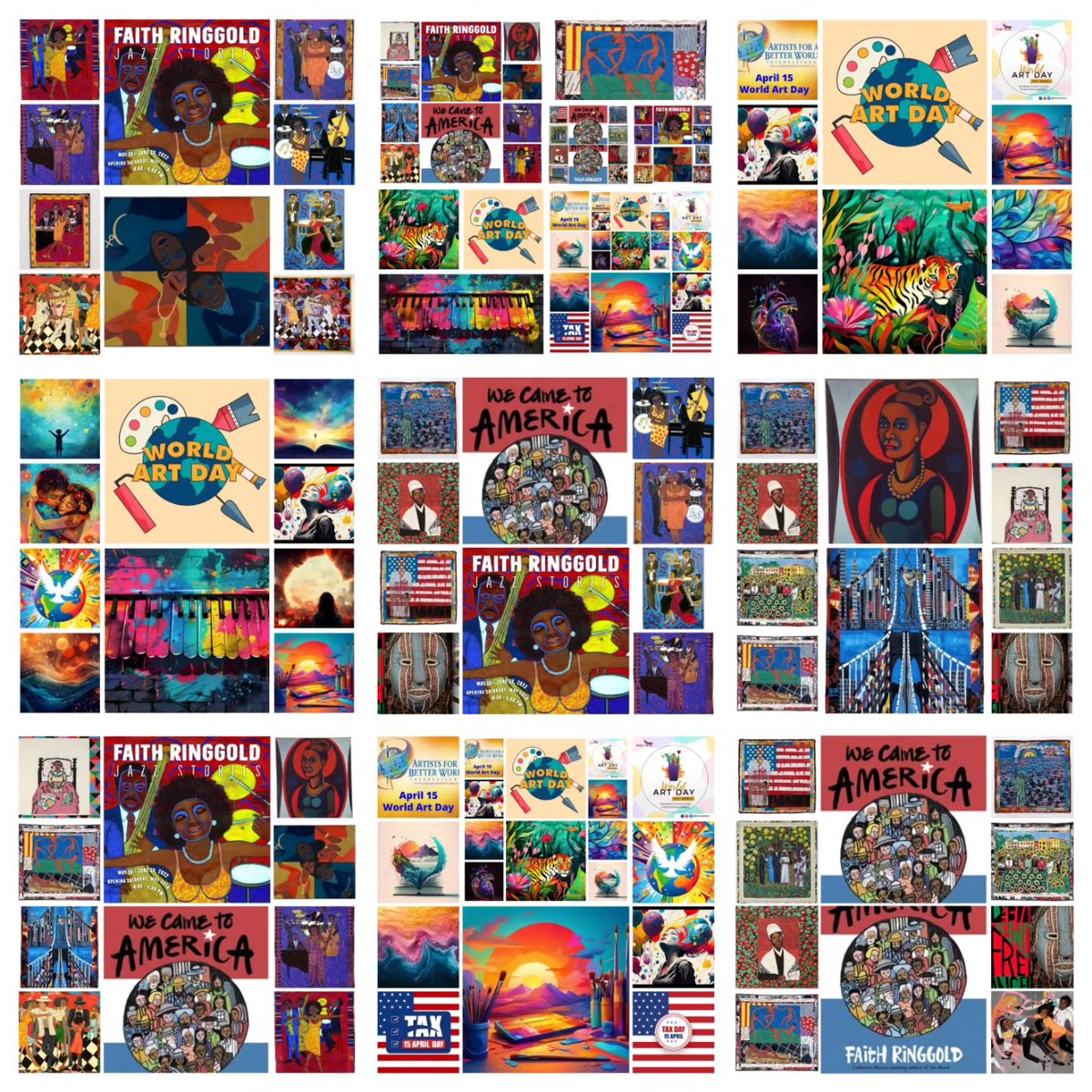 Faith Ringgold - World Art Day. I celebrate the life/works of the late Faith Ringgold. A consummate creative; an artist, poet, writer, quilter, and beloved community leader. #FaithRinggold #WorldArtDay #wecametoamerica #faithringgoldart #faithringgoldartist