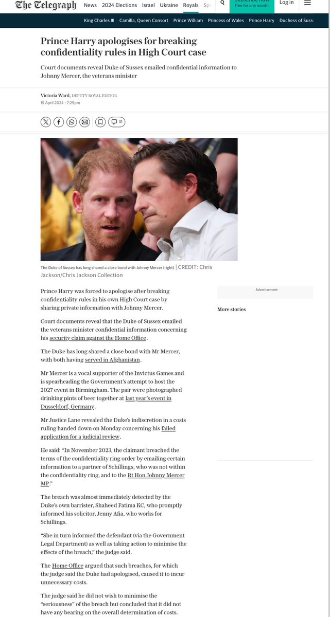 Canellelabelle's tweet image. So, after Meghan apologised in UK High court for "forgetting" that she leaked information to Omid scabies via Jason Knauf, in order to write Finding Freedom and attack the RF; today The Telegraph reveals that Harry had to apologise in Court after he "emailed confidential…