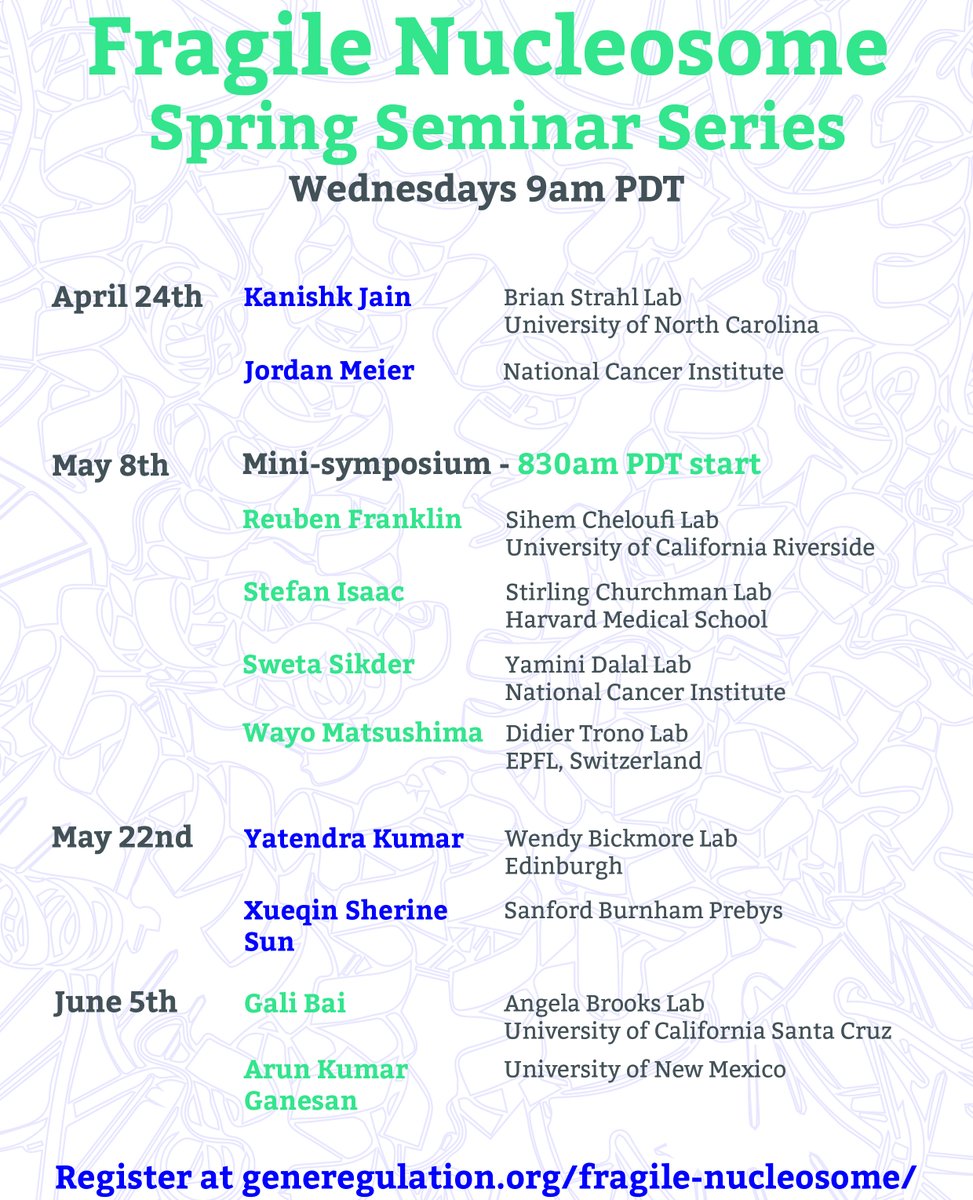 Here's what we have coming up for the Fragile Nucleosome Seminar Series!! We're so excited for these talks!

See the thread below for registration links!