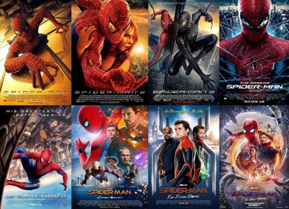 All 8 live-action #SpiderMan films will now return to theaters for 4 days instead of 1 day:

• ‘Spider-Man’ - April 15 - April 18.
• ‘Spider-Man 2’ - April 22 - April 25.
• ‘Spider-Man 3’ - April 29 - May 2.
• ‘The Amazing Spider-Man’ - May 6 - May 9.
• ‘The Amazing