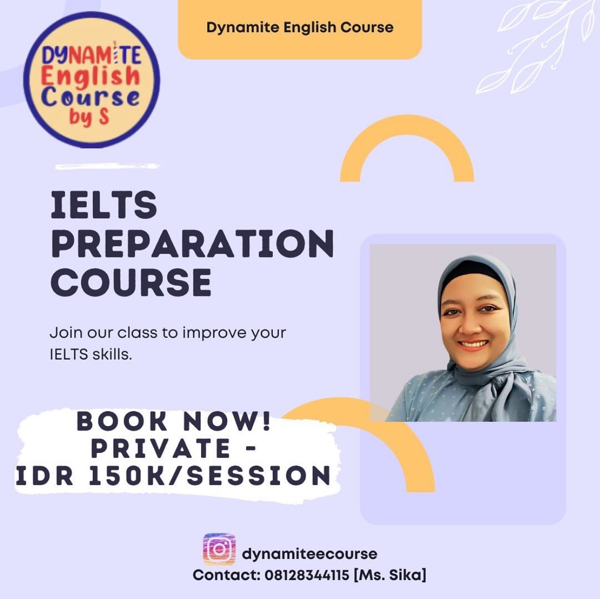 dynamiteecourse's tweet photo. Kursus IELTS privat ONLY IDR 150K per sesi 
Buruan join :) 0815-4239-1686

#IELTS #kursus #kursusbahasainggris #privat #lesprivat #bahasainggris #english #bogor #online #kursusonline https://t.co/35MT8b2ptU