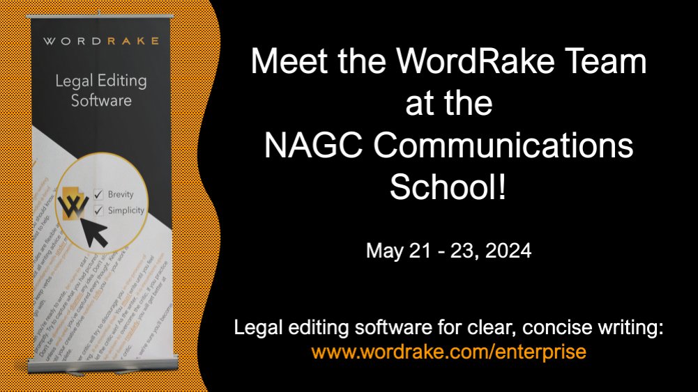 WordRake will be at the @NAGC #CommsSchool2024! Will you? Government communicators, there’s still time to register! We look forward to seeing you there and sharing how WordRake editing software can help your org comply with #PlainLanguage guidelines. #NAGC hubs.li/Q02sM1zc0