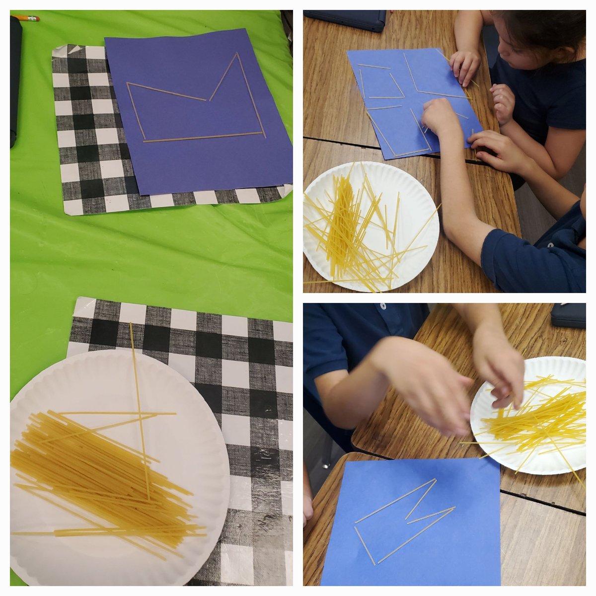 kimperclefarias's tweet photo. Composing 2D shapes using different objects like toothpicks, dried spaghetti, geoboards, and rulers to draw straight sides #AppleMarkup #EurekaMath #RISDweareone https://t.co/JjAGpIzYLn