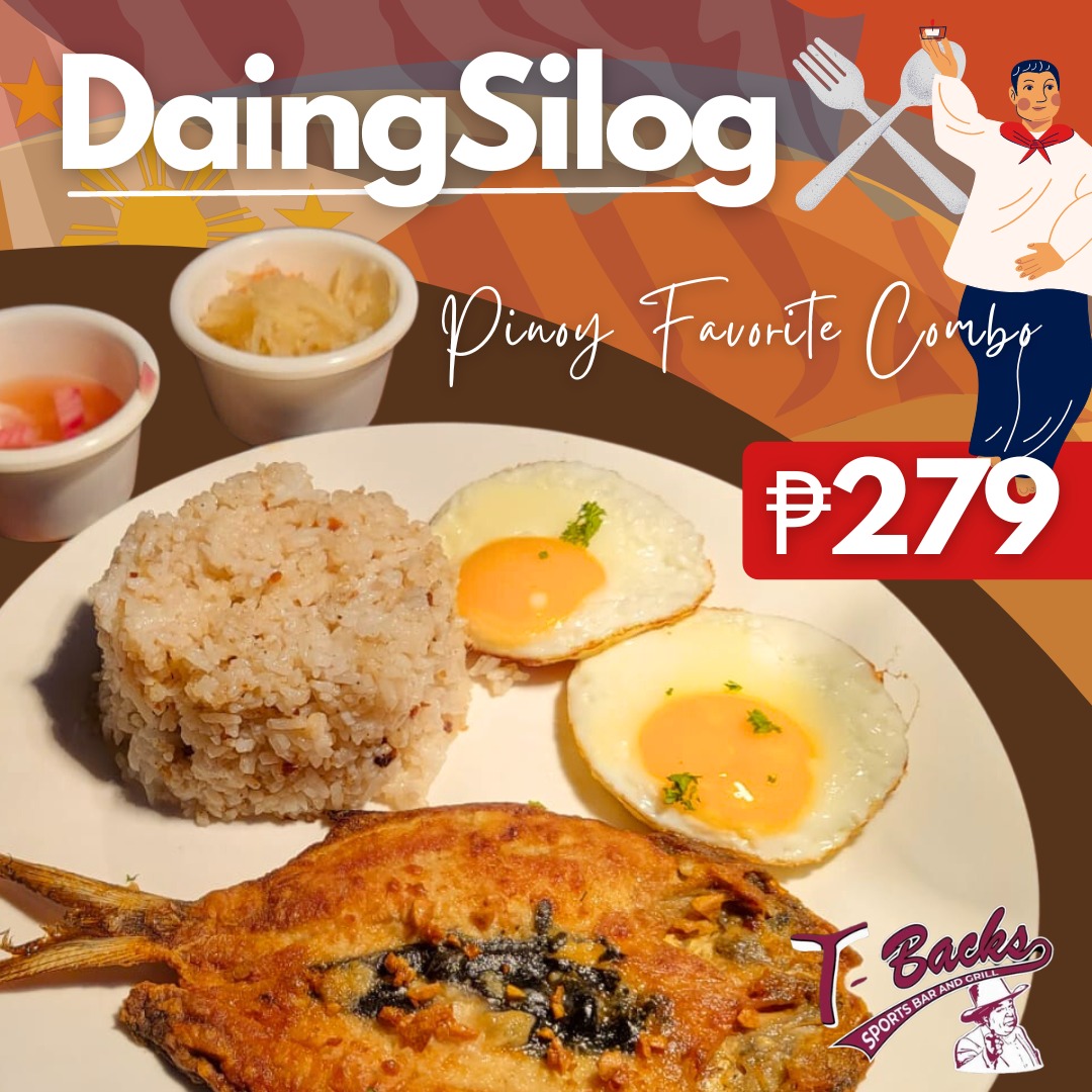 tbacksbbq's tweet photo. How about a delicious Pinoy Breakfast of Daingsilog for only ₱279 with unlimited brewed coffee at T-Backs Sports Bar and Grill. Available 24/7. #butfirstcoffee #tbackssportsbarandgrill #pinoyfood #tbacksisgood #unlimitedbrewedcoffee #angelescity #DaingSilog #Pampanga #everyone https://t.co/JOIRaC00JT