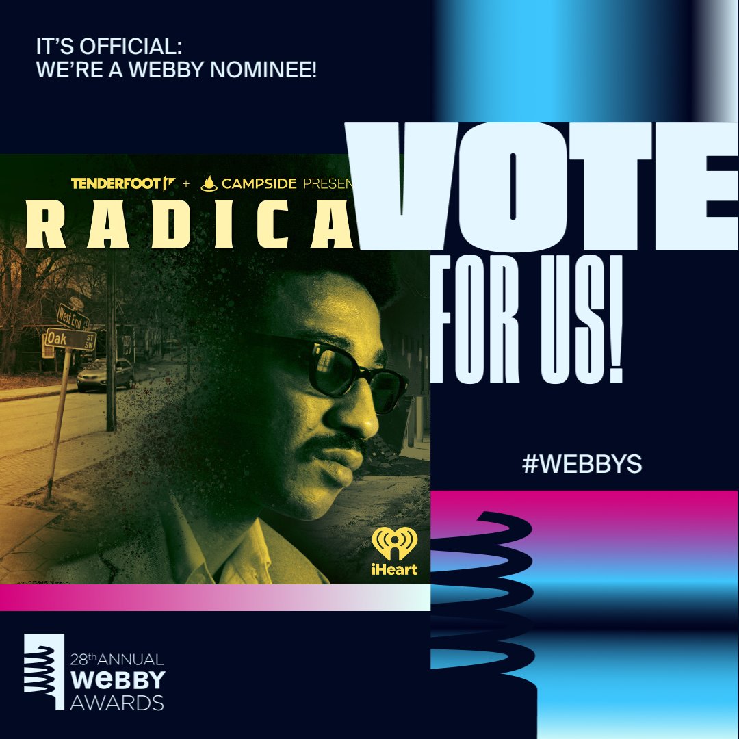 Help us bring home the gold! 🏆 Radical is nominated for Best Original Music Score / Best Sound Design in @TheWebbyAwards. Vote here: wbby.co/40064N #webbys #webbyawards #podcastawards #radical