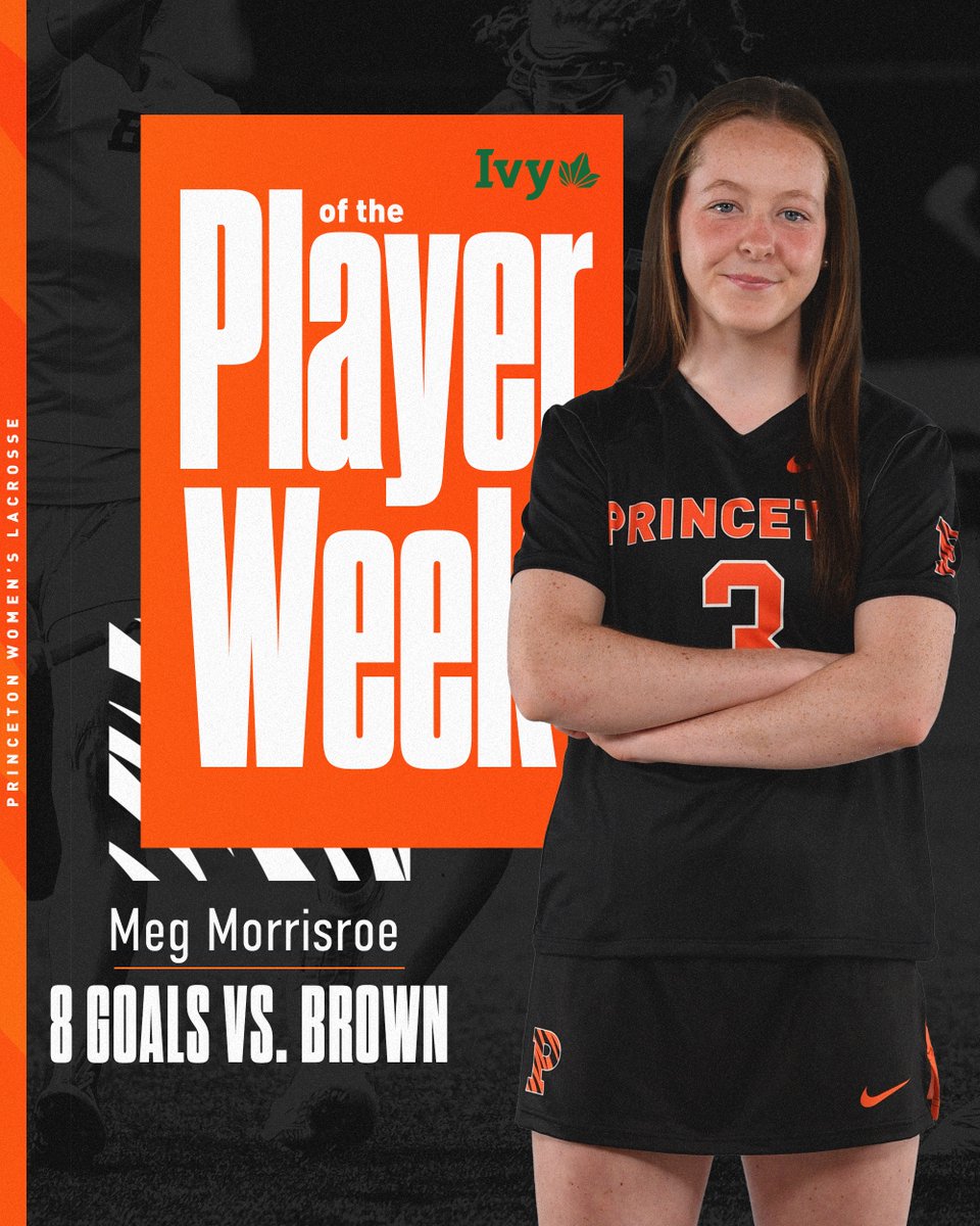 Princeton Women's Lax (@princetonwlax) on Twitter photo 🎱 is Great!
Meg Morrisroe scored eight times at Brown to tie the program record for goals in a game to earn <a href="/IvyLeague/">Ivy League</a> Player of the Week honors.
🔗: bit.ly/4bdTWMz 🎱 is Great!
Meg Morrisroe scored eight times at Brown to tie the program record for goals in a game to earn <a href="/IvyLeague/">Ivy League</a> Player of the Week honors.
🔗: bit.ly/4bdTWMz