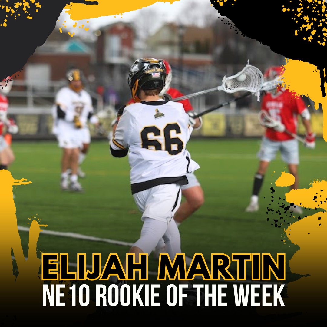 Congrats to Elijah Martin on taking NE10 Men's Lacrosse Rookie of the Week honors! Elijah scored five goals and dished out four assists to help to Saint Rose claim wins against Franklin Pierce and American International this week