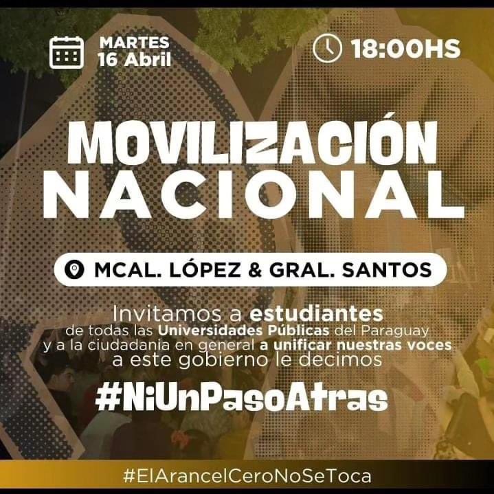 El Centro Paraguayo de Teatro expresa su solidaridad con la lucha de los estudiantes.

Entendemos que su lucha es una causa nacional, es por el presente y el futuro de una nación con educación gratuita y de calidad para todas y todos.

#arancelcero #NiUnPasoAtras