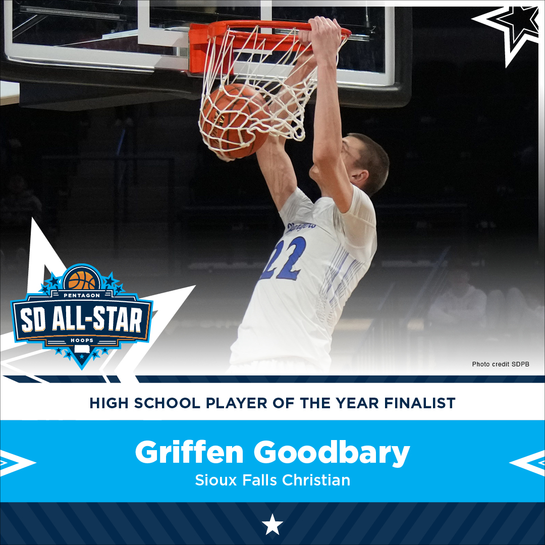 2nd nominee for ⭐ SD All-Star ⭐ boys player of the year: @GriffenGoodbary, a 6-foot-10 forward from @sfchoops. Griffen was named the 2023-24 South Dakota Boys Gatorade Player of the Year after an almost undefeated season. He's received various program offers. #SanfordSports