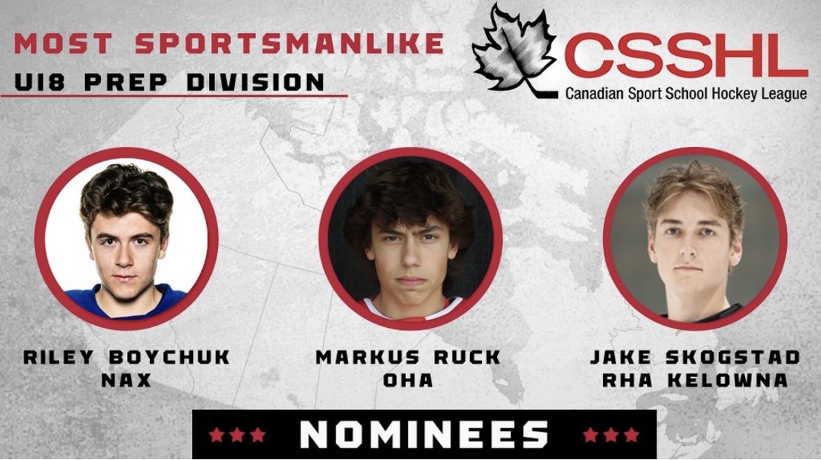 Current U18 Prep Student-Athlete @skogstadjake has been nominated for most sportsmanlike @csshl 🏒