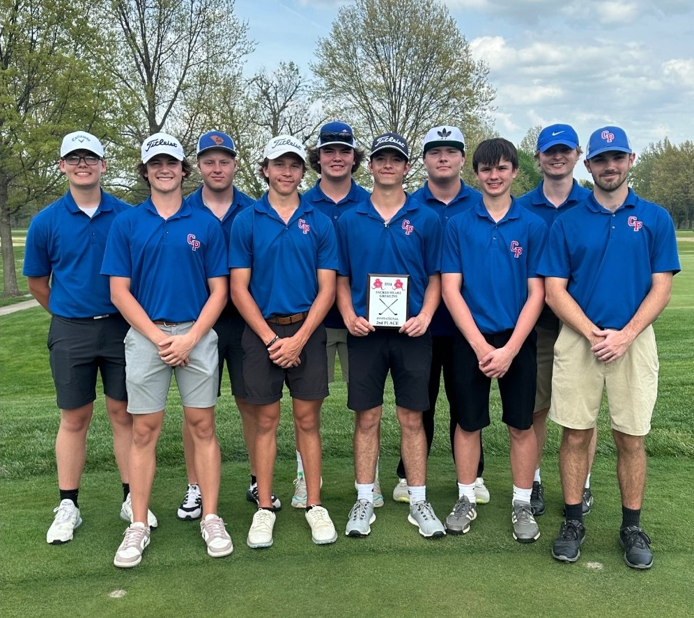 Boys golf finished 2nd in the Sacred Heart Invitational at Sedalia Country Club with a score of 309. Individual awards: 4th Will Boyd +1 71 6th Ayden Howard +7 77 15th Boden Wasser +10 80