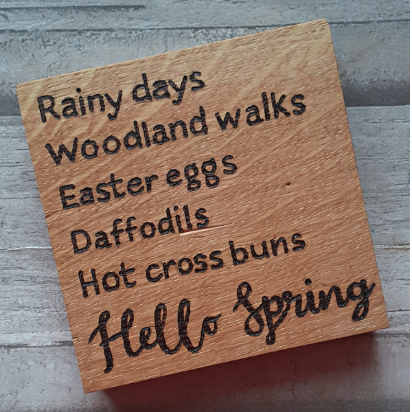 This coaster sums up Spring so far, with all the rain we've had. Use it for drinks or prop it up as seasonal decor for the season woodenyoulove.co.uk/product/handma… #MHHSBD #firsttmaster #earlybiz