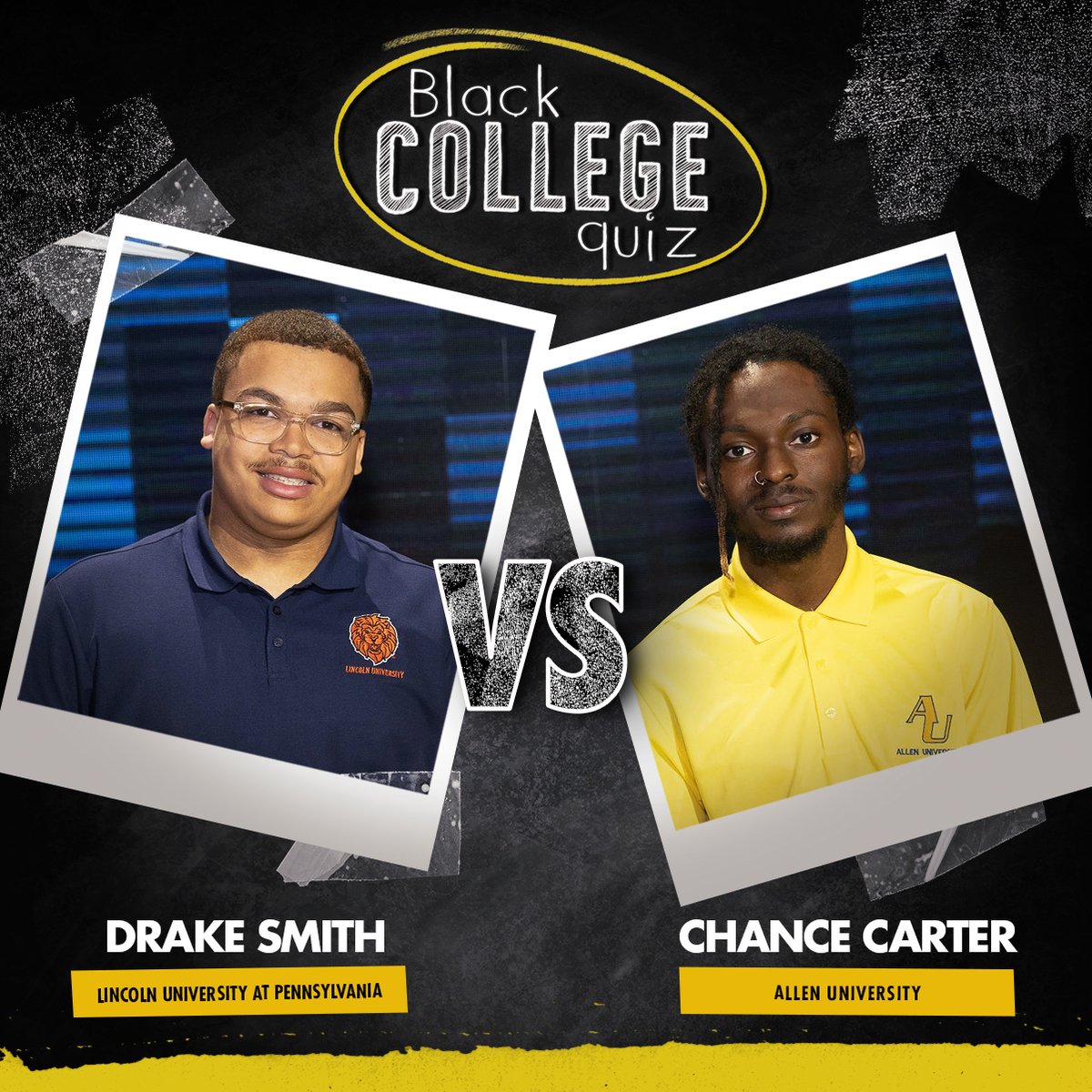 Witness the ultimate showdown as two brilliant students go head-2-head on the @blkcollegequiz! @LincolnUofPA vs. @AllenUniv. Who will emerge victorious? Find airing info at blackcollegequiz.com #BlackCollegeQuiz #GameOn #hbcu #hbcupride #bcq #lincolnuofpa #allenuniversity