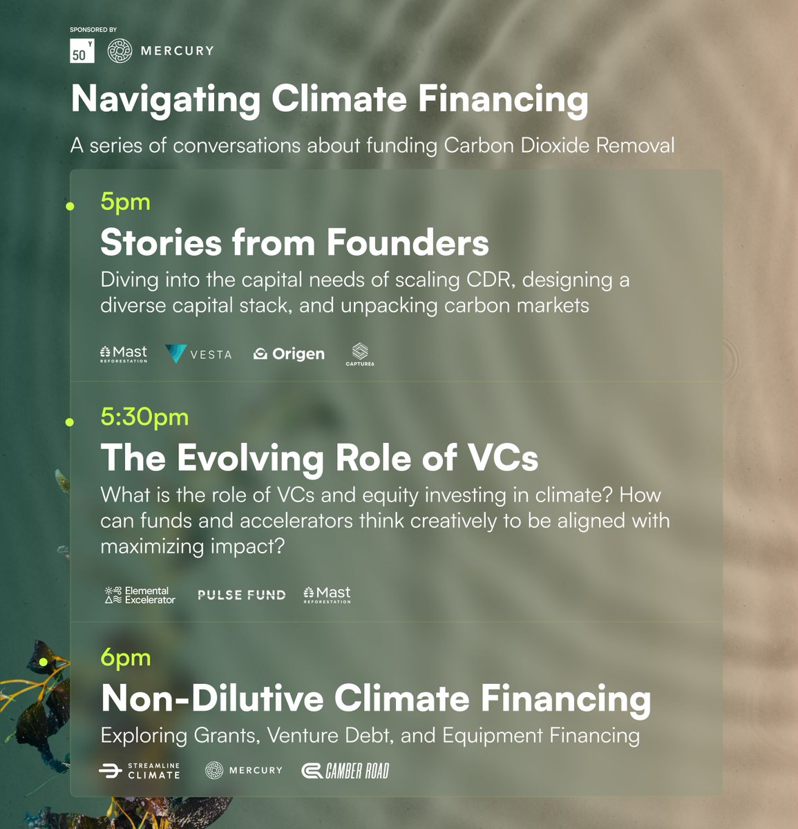 Andy Rapista (@andyrapista) on Twitter photo Have questions about how CDR works and how these companies get financed?
Come to our event on Navigating Climate Financing – hear from founders and funders at <a href="/SFClimateWeek/">SF Climate Week</a>
RSVP here: lu.ma/climatefinanci… Have questions about how CDR works and how these companies get financed?
Come to our event on Navigating Climate Financing – hear from founders and funders at <a href="/SFClimateWeek/">SF Climate Week</a>
RSVP here: lu.ma/climatefinanci…