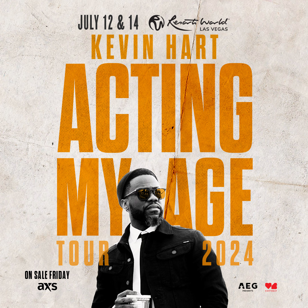 JUST ANNOUNCED! @kevinhart4real will return to Resorts World Theatre inside of @ResortsWorldLV with TWO performances of his ALL-NEW show, Kevin Hart: Acting My Age on July 12 & July 14, 2024. Tickets on sale Friday at 10am!