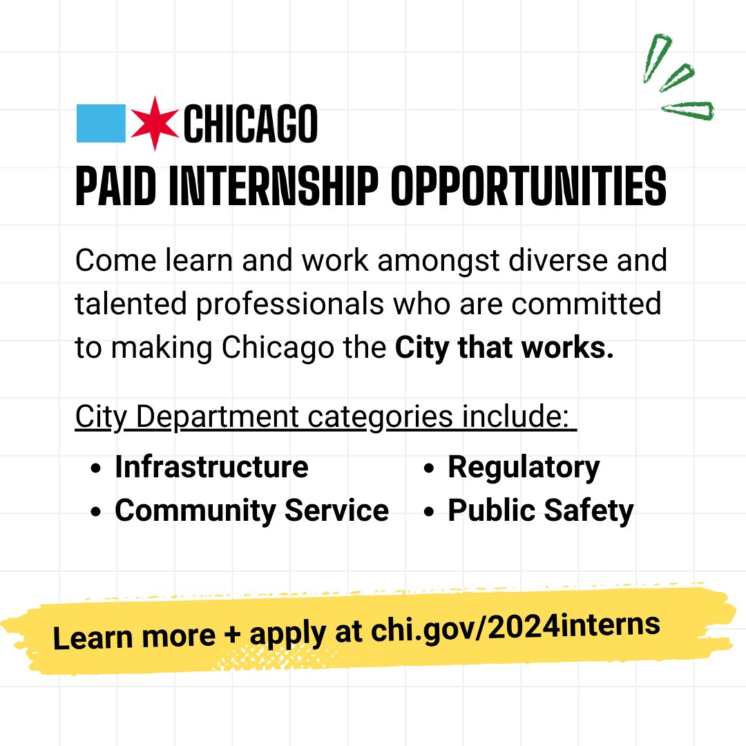 The City of Chicago’s College Student Intern Program is designed for college students who are seeking to gain knowledge and valuable work experience in the public sector. Learn more about current paid internship opportunities and apply at chi.gov/2024interns 📝