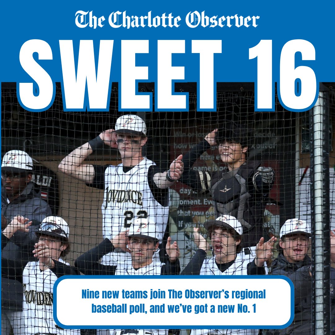 In this week's Charlotte Observer Sweet 16 baseball poll, we've got nine — 9! — new teams and a new No. 1 to boot. Tap here: charlotteobserver.com/sports/high-sc…
