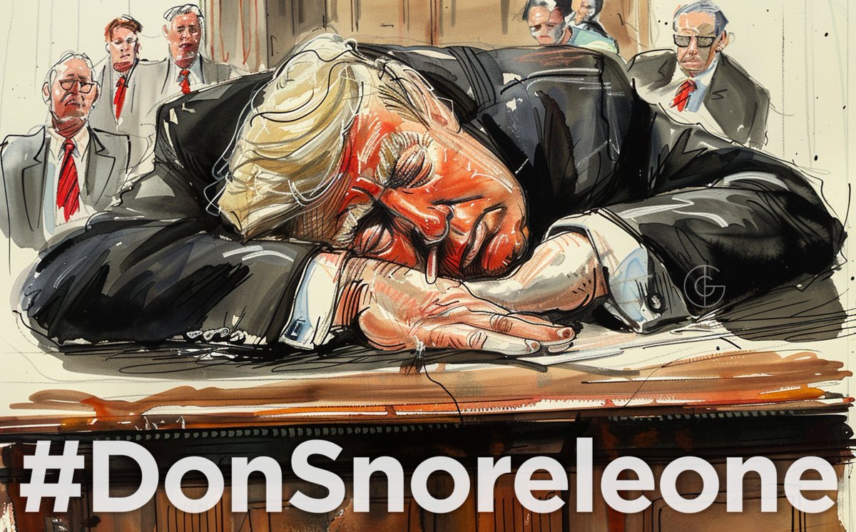 JUST RELEASED - The real courtroom sketch of Donald Trump in today's NY trial about Stormy Daniels hush money. #SleepyDon #DonSnoreleone